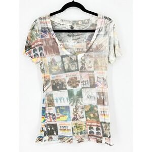 The Beatles Y2k Women's Album Cover Print  Deep V Fitted Long T-Shirt 2010 Large